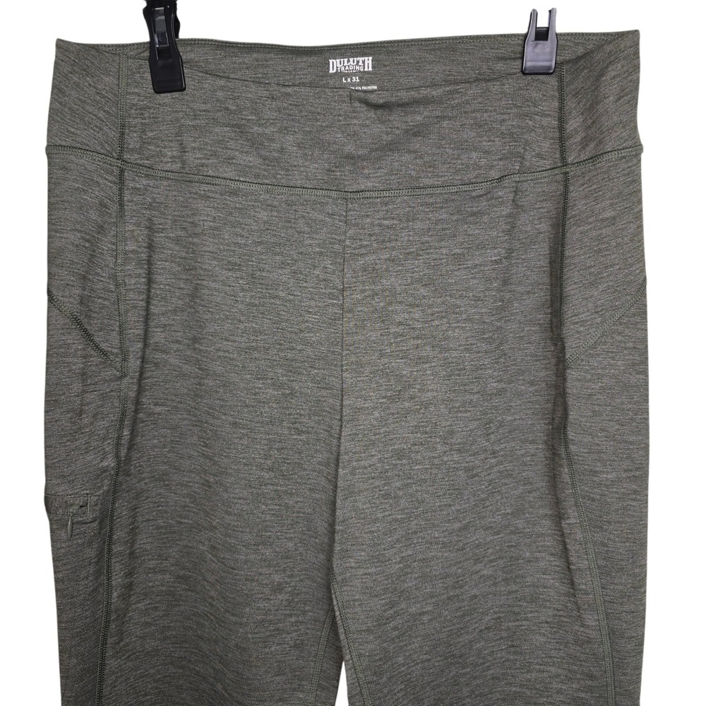 Duluth Trading Co Womens Heathered Olive Green Performance Pants L x 31 Wide Leg - Picture 4 of 10